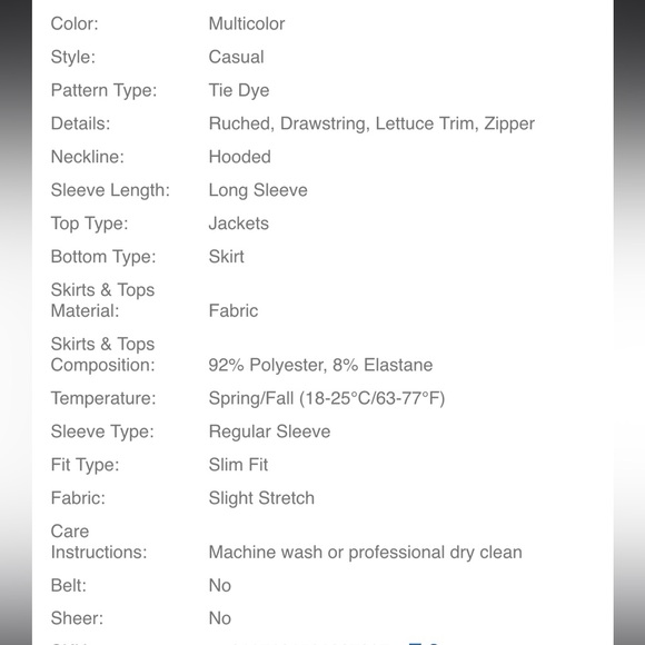 Tie Dye Ruched Crop Hoodie & Mini Skirt Set - Picture 5 of 8